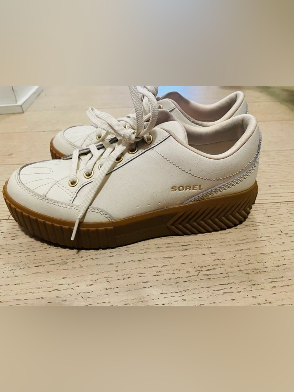 Sorel Women's White Leather Platform Sneaker